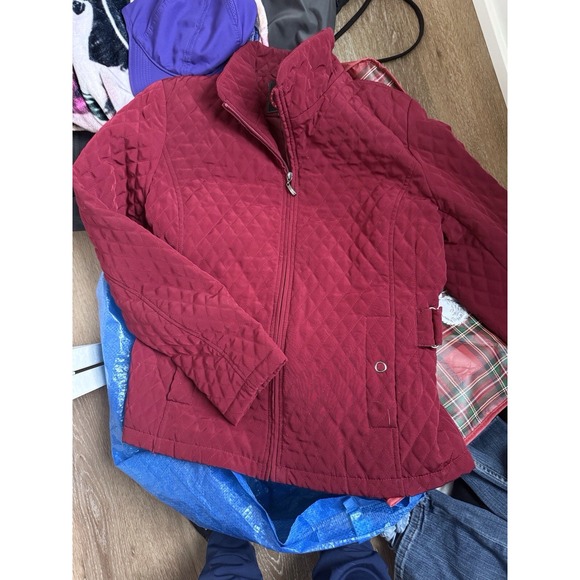 Giacca Gallery Company Quilted Full Zip Women's Dark Red Size L Jacket - Picture 5 of 5